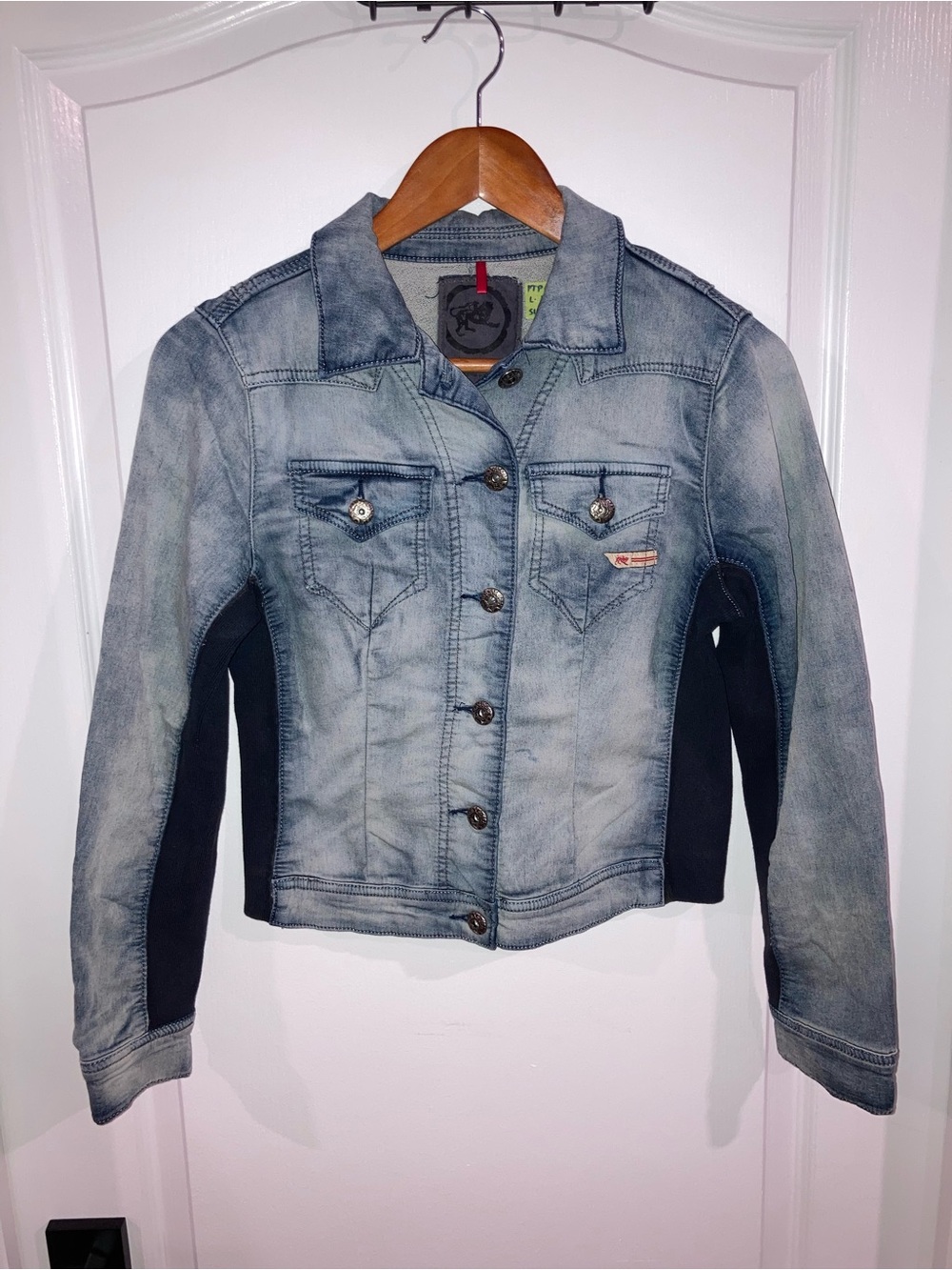 Parasuco Light Blue Denim Jacket with Black Side Panels